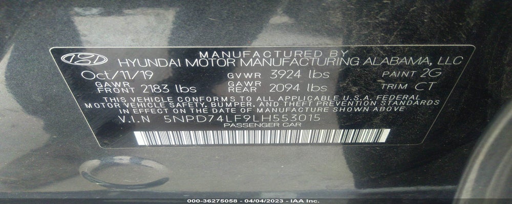 5NPD74LF9LH553015 2020 HYUNDAI ELANTRA photo no. 9