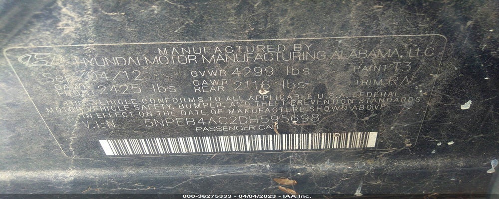 5NPEB4AC2DH595698 2013 HYUNDAI SONATA photo no. 9