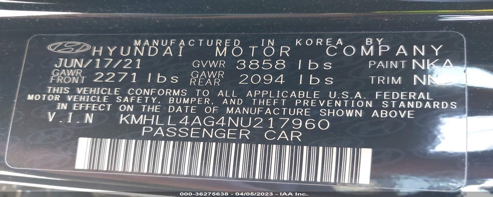KMHLL4AG4NU217960 2022 HYUNDAI ELANTRA photo no. 9