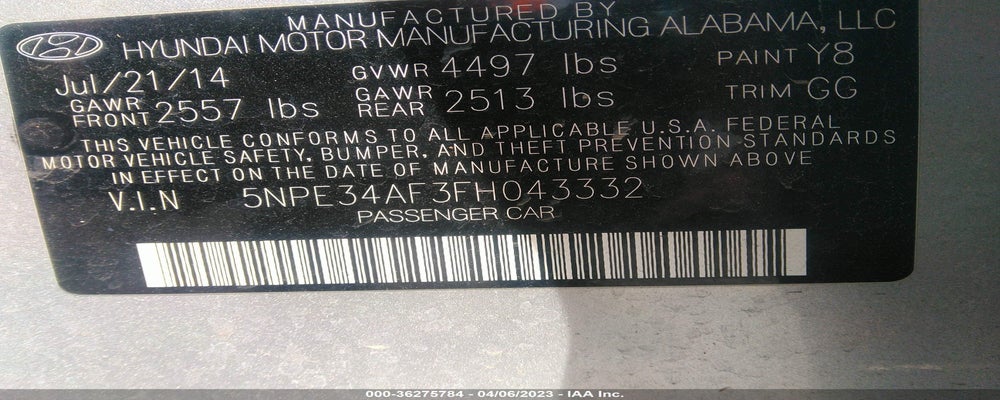 5NPE34AF3FH043332 2015 HYUNDAI SONATA photo no. 9