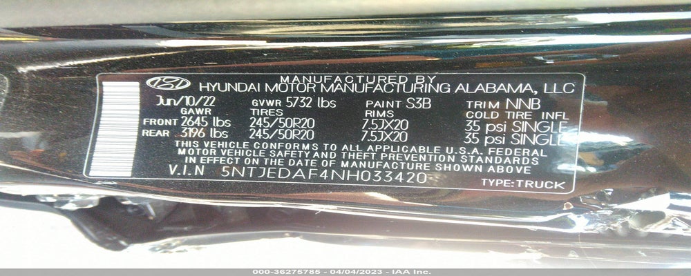 5NTJEDAF4NH033420 2022 HYUNDAI SANTA CRUZ photo no. 9