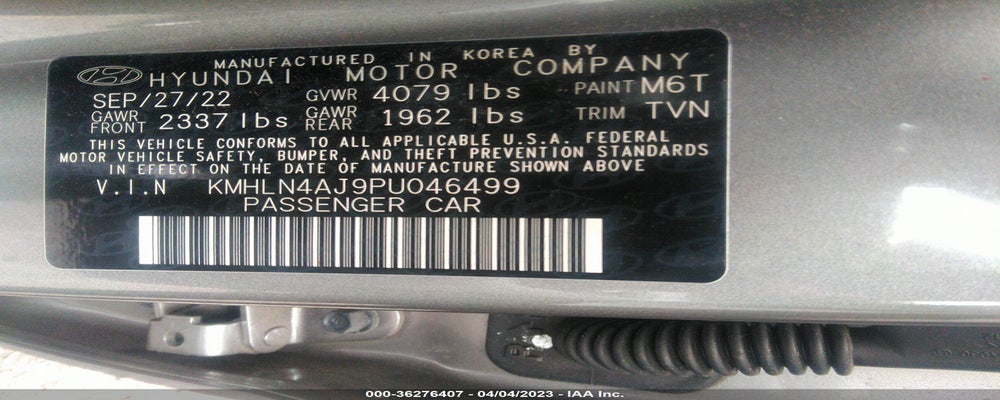 KMHLN4AJ9PU046499 2023 HYUNDAI ELANTRA HYBRID photo no. 9