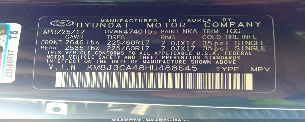 KM8J3CA48HU488645 2017 HYUNDAI TUCSON photo no. 9