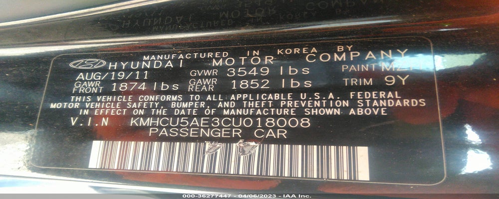 KMHCU5AE3CU018008 2012 HYUNDAI ACCENT photo no. 9