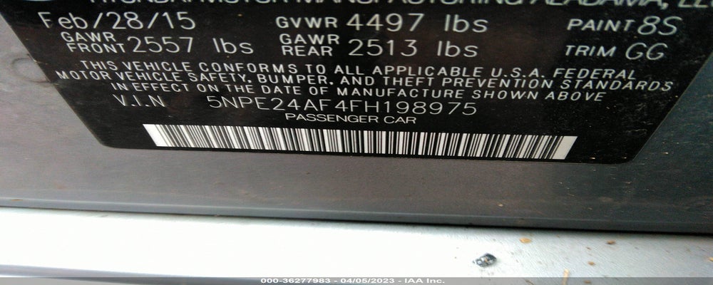 5NPE24AF4FH198975 2015 HYUNDAI SONATA photo no. 9