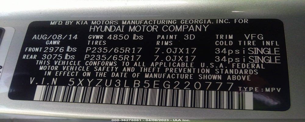 5XYZU3LB5EG220777 2014 HYUNDAI SANTA FE SPORT photo no. 9
