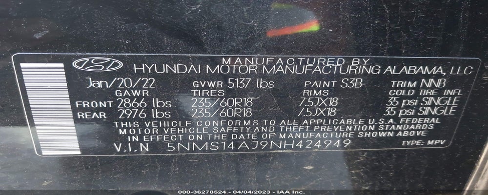 5NMS14AJ9NH424949 2022 HYUNDAI SANTA FE photo no. 9