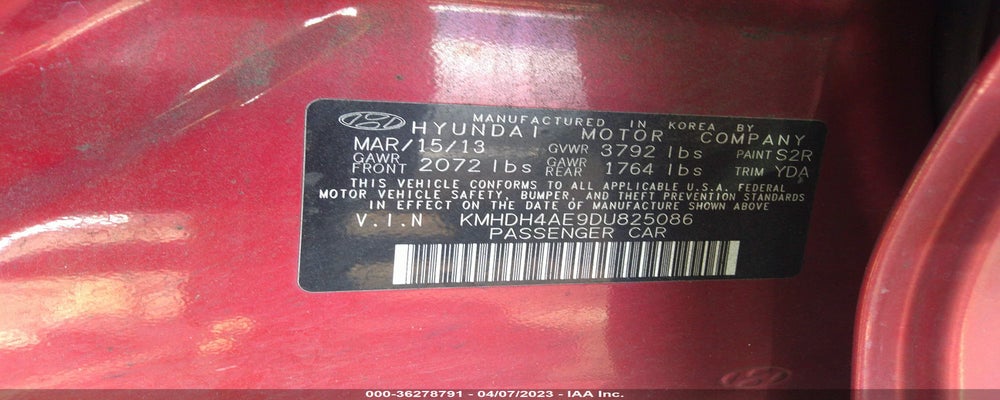 KMHDH4AE9DU825086 2013 HYUNDAI ELANTRA photo no. 9