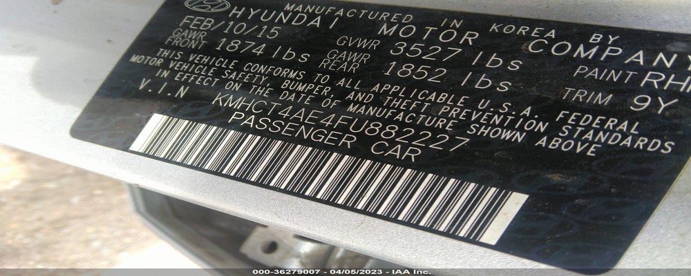 KMHCT4AE4FU882227 2015 HYUNDAI ACCENT photo no. 9