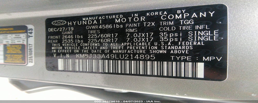 KM8J33A49LU214895 2020 HYUNDAI TUCSON photo no. 9