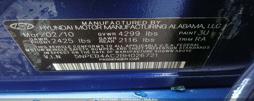 5NPEB4AC2BH026721 2011 HYUNDAI SONATA photo no. 9