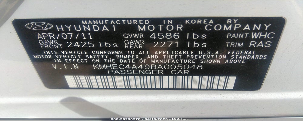 KMHEC4A49BA005048 2011 HYUNDAI SONATA photo no. 9