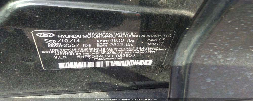 5NPE34AB3FH082953 2015 HYUNDAI SONATA photo no. 9