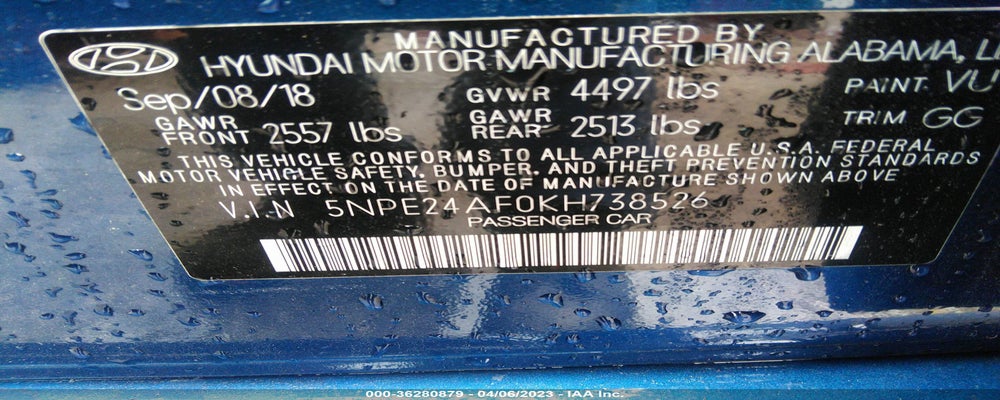 5NPE24AF0KH738526 2019 HYUNDAI SONATA photo no. 9