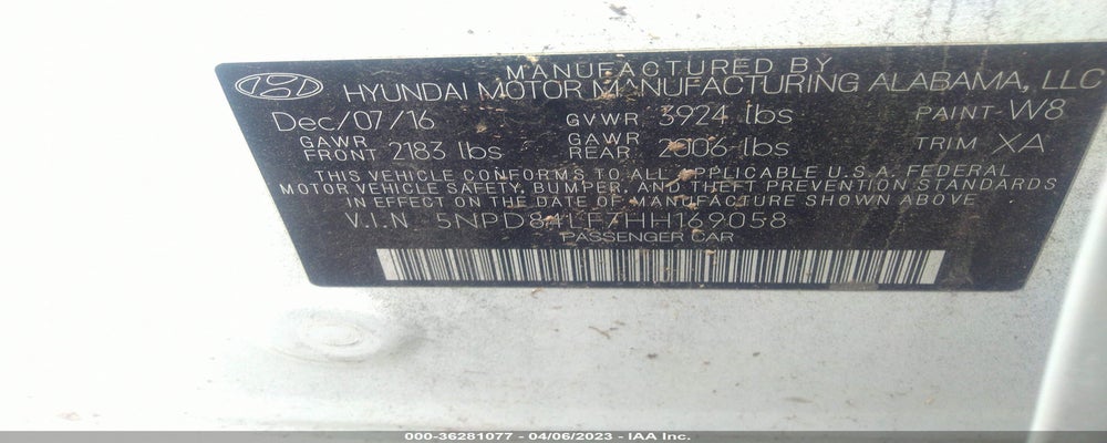 5NPD84LF7HH169058 2017 HYUNDAI ELANTRA photo no. 9