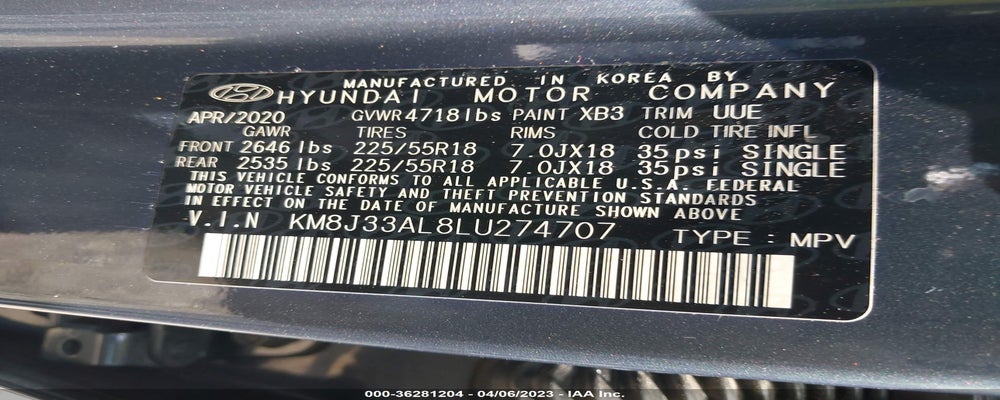 KM8J33AL8LU274707 2020 HYUNDAI TUCSON photo no. 9