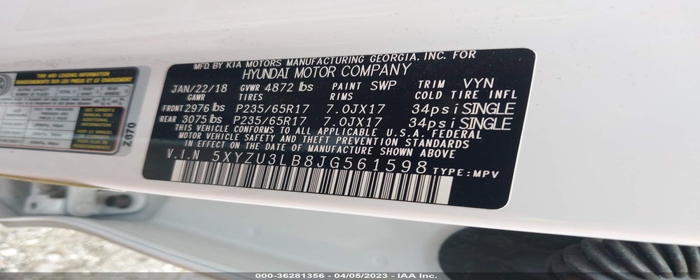 5XYZU3LB8JG561598 2018 HYUNDAI SANTA FE SPORT photo no. 9