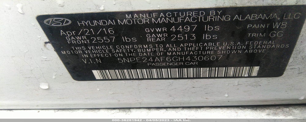 5NPE24AF6GH430607 2016 HYUNDAI SONATA photo no. 9