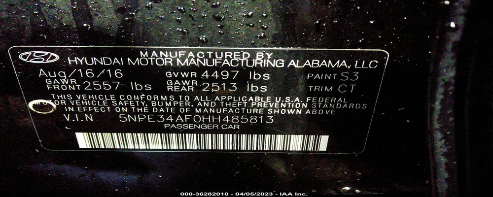 5NPE34AF0HH485813 2017 HYUNDAI SONATA photo no. 9