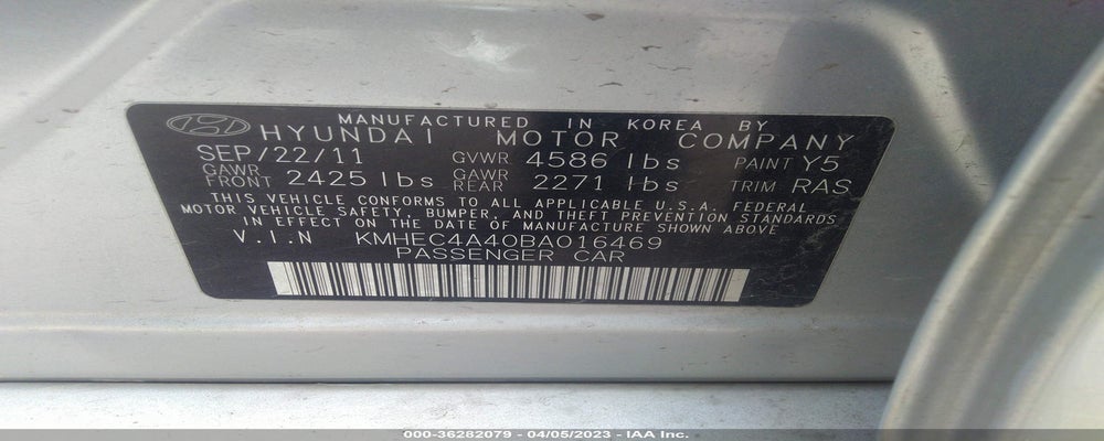 KMHEC4A40BA016469 2011 HYUNDAI SONATA photo no. 9