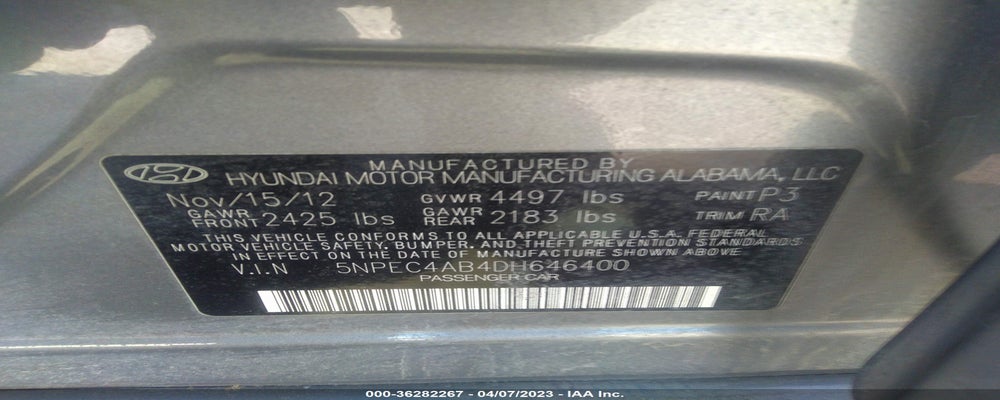 5NPEC4AB4DH646400 2013 HYUNDAI SONATA photo no. 9