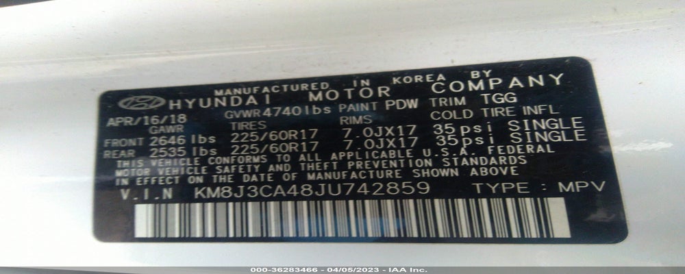 KM8J3CA48JU742859 2018 HYUNDAI TUCSON photo no. 9