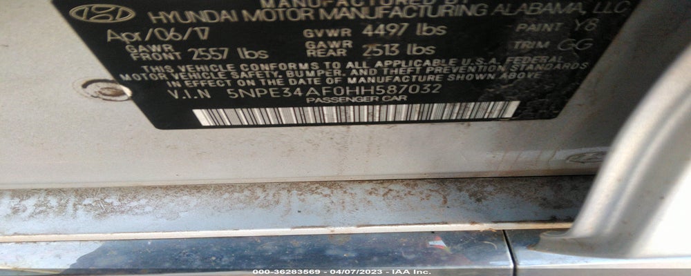 5NPE34AF0HH587032 2017 HYUNDAI SONATA photo no. 9