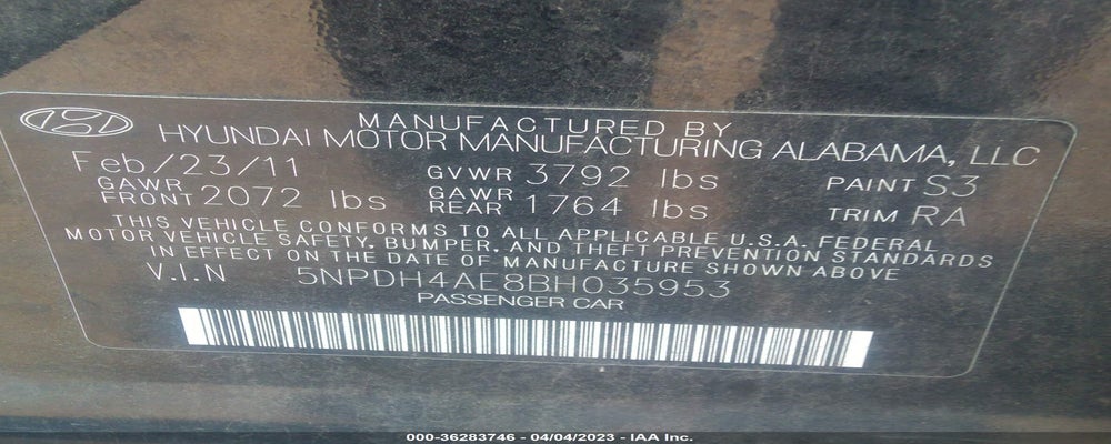 5NPDH4AE8BH035953 2011 HYUNDAI ELANTRA photo no. 9