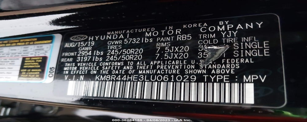KM8R44HE3LU061029 2020 HYUNDAI PALISADE photo no. 9