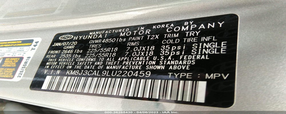 KM8J3CAL9LU220459 2020 HYUNDAI TUCSON photo no. 9