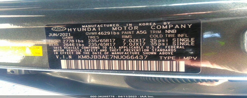 KM8JB3AE7NU066437 2022 HYUNDAI TUCSON photo no. 9