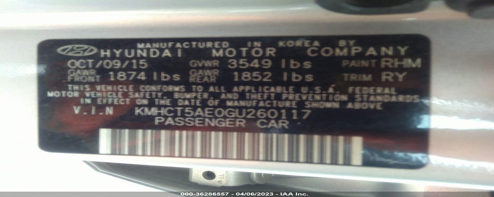KMHCT5AE0GU260117 2016 HYUNDAI ACCENT photo no. 9