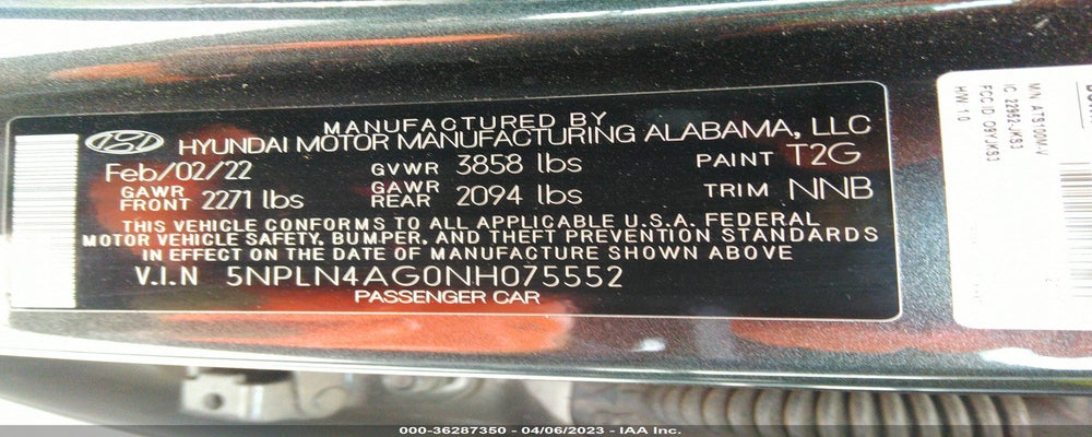 5NPLN4AG0NH075552 2022 HYUNDAI ELANTRA photo no. 9