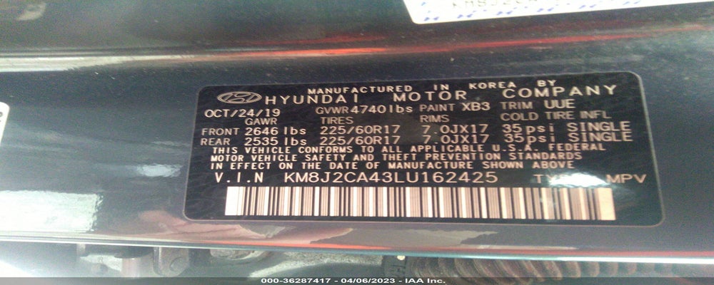 KM8J2CA43LU162425 2020 HYUNDAI TUCSON photo no. 9