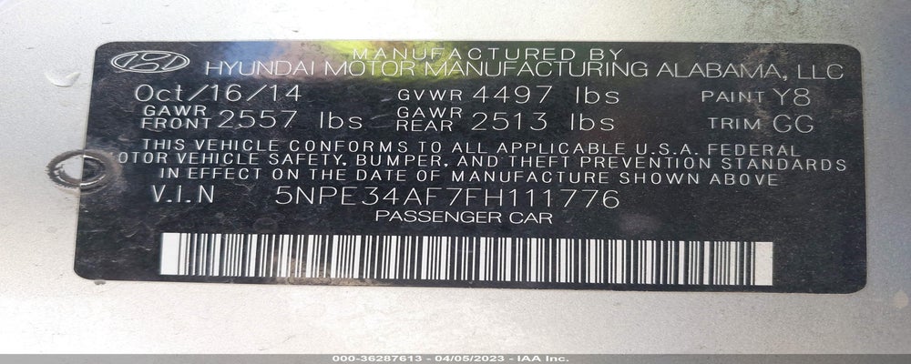 5NPE34AF7FH111776 2015 HYUNDAI SONATA photo no. 9