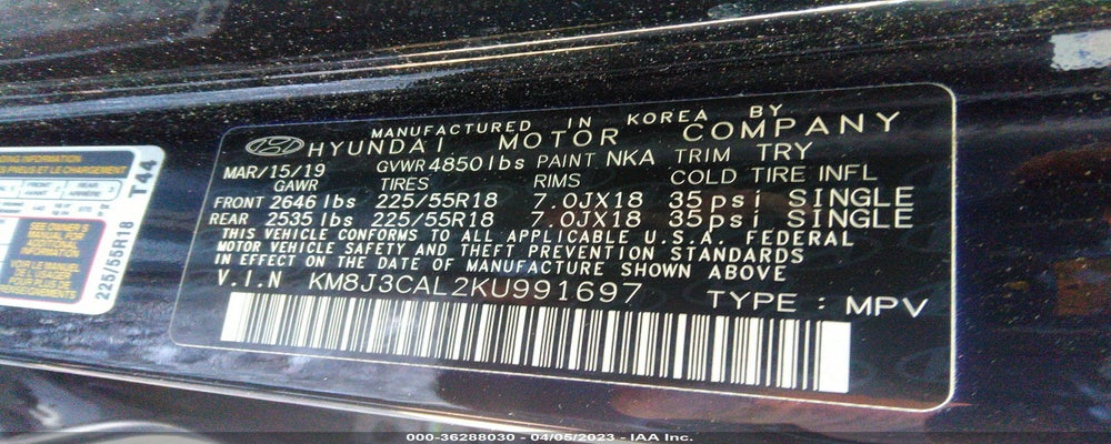 KM8J3CAL2KU991697 2019 HYUNDAI TUCSON photo no. 9