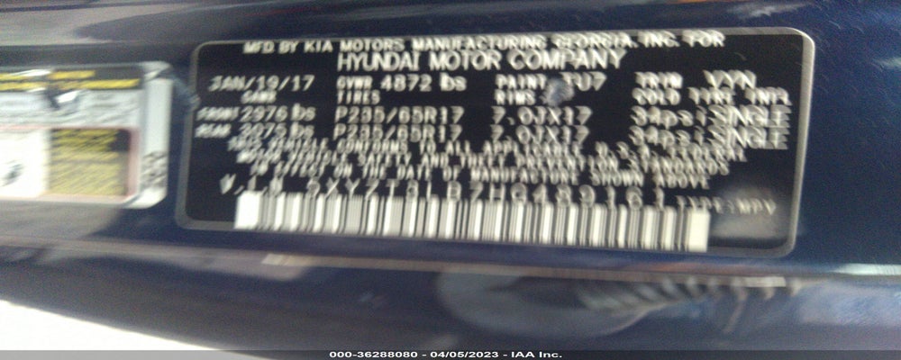 5XYZT3LB7HG489161 2017 HYUNDAI SANTA FE SPORT photo no. 9