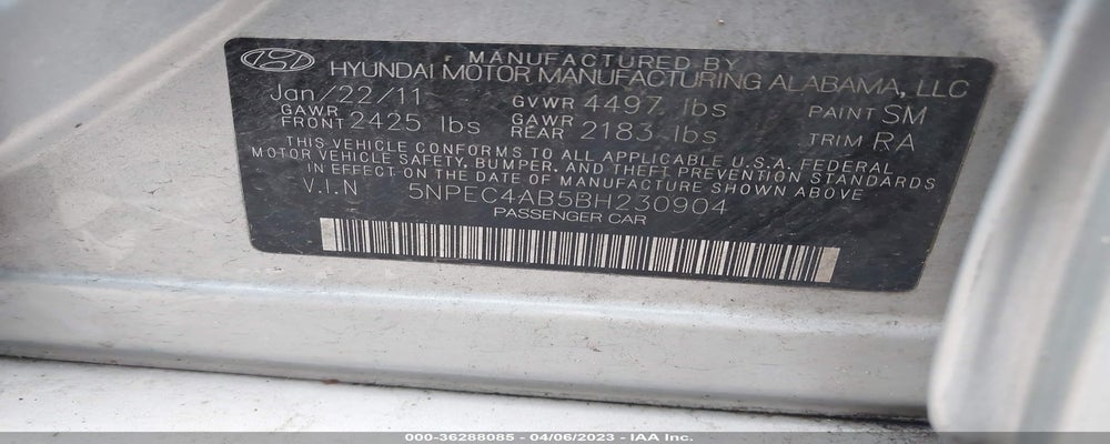 5NPEC4AB5BH230904 2011 HYUNDAI SONATA photo no. 9