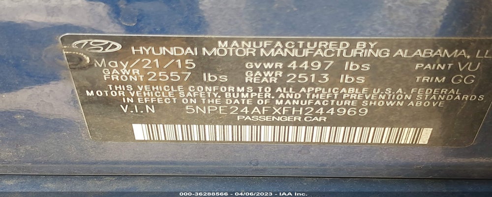5NPE24AFXFH244969 2015 HYUNDAI SONATA photo no. 9
