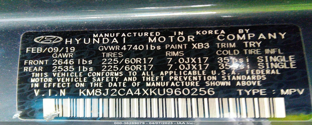 KM8J2CA4XKU960256 2019 HYUNDAI TUCSON photo no. 9