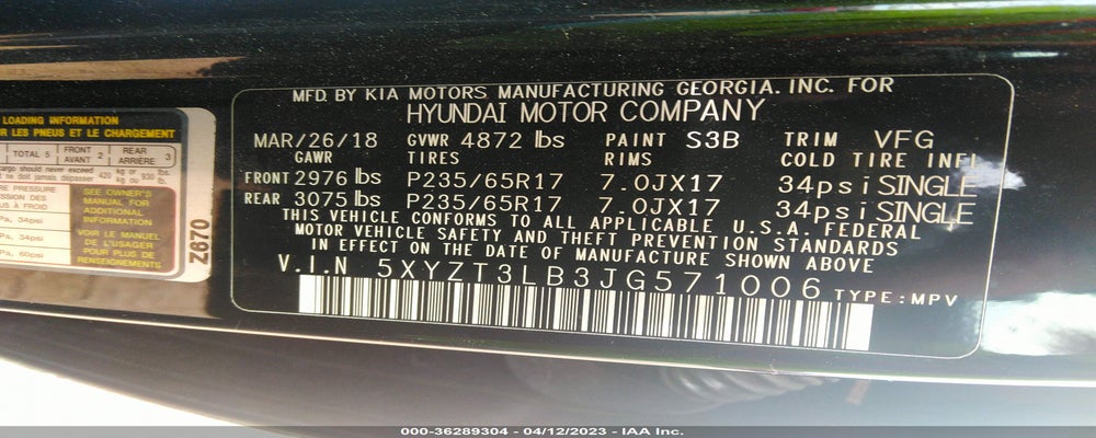 5XYZT3LB3JG571006 2018 HYUNDAI SANTA FE SPORT photo no. 9