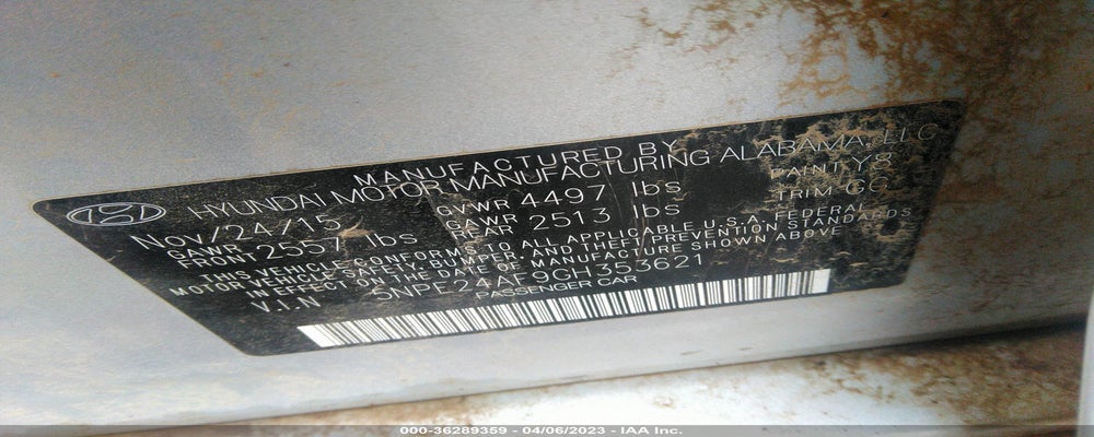 5NPE24AF9GH353621 2016 HYUNDAI SONATA photo no. 9