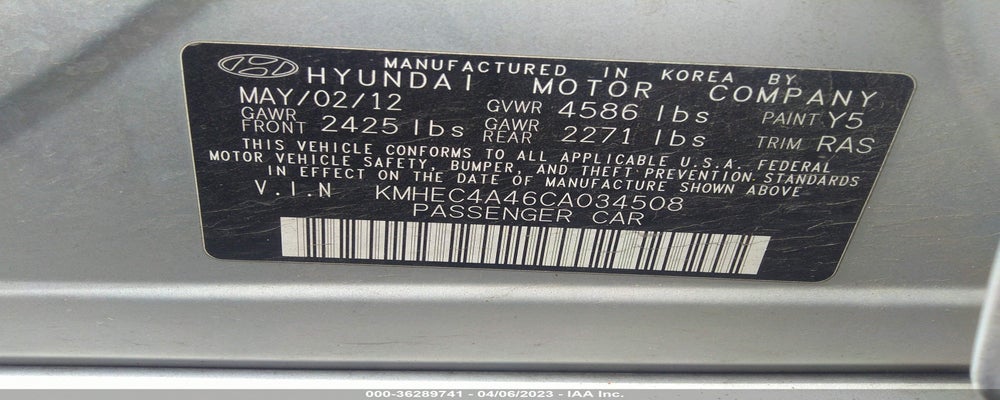 KMHEC4A46CA034508 2012 HYUNDAI SONATA photo no. 9