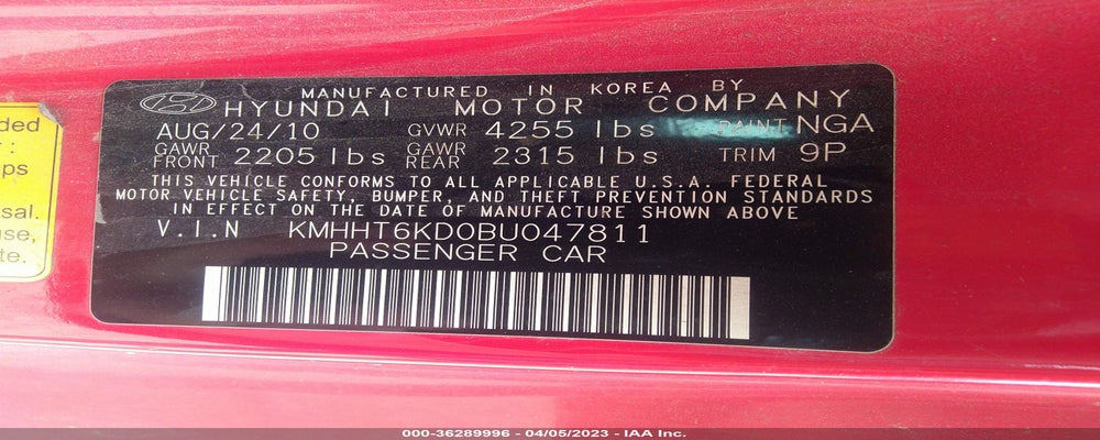 KMHHT6KD0BU047811 2011 HYUNDAI GENESIS COUPE photo no. 9