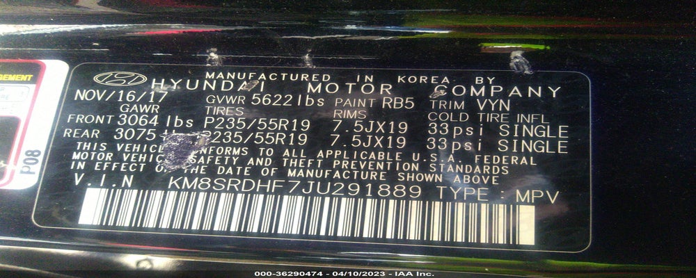 KM8SRDHF7JU291889 2018 HYUNDAI SANTA FE photo no. 9
