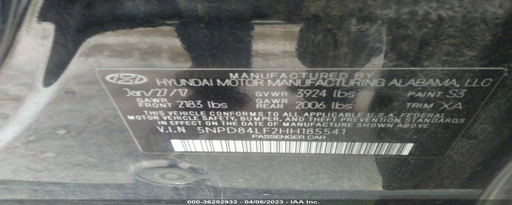 5NPD84LF2HH185541 2017 HYUNDAI ELANTRA photo no. 9