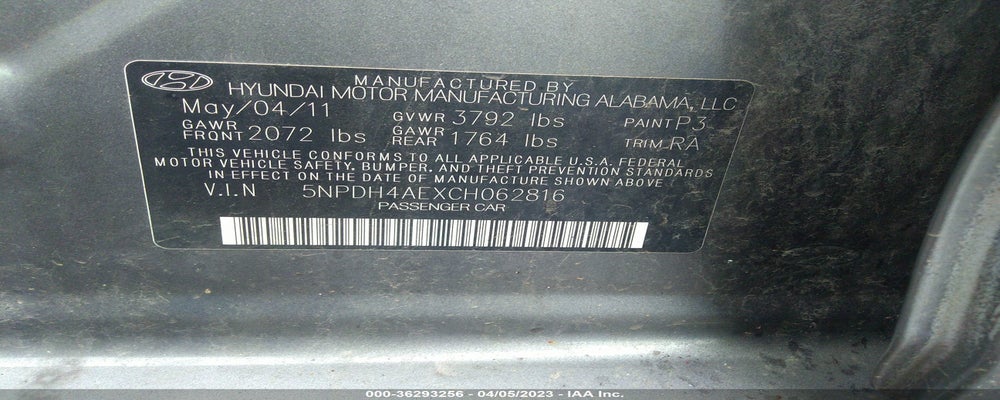 5NPDH4AEXCH062816 2012 HYUNDAI ELANTRA photo no. 9