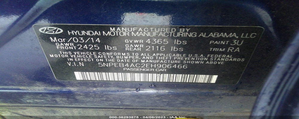 5NPEB4AC2EH906466 2014 HYUNDAI SONATA photo no. 9