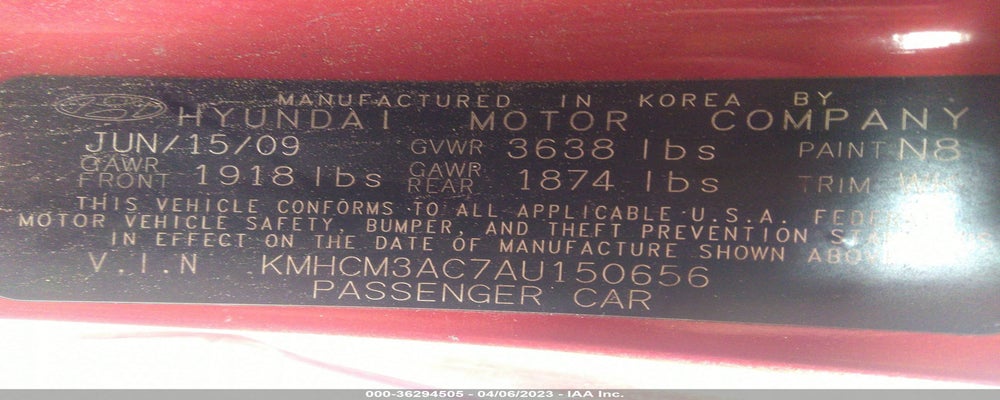 KMHCM3AC7AU150656 2010 HYUNDAI ACCENT photo no. 9