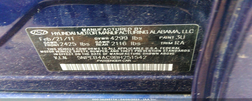 5NPEB4AC9BH251542 2011 HYUNDAI SONATA photo no. 9